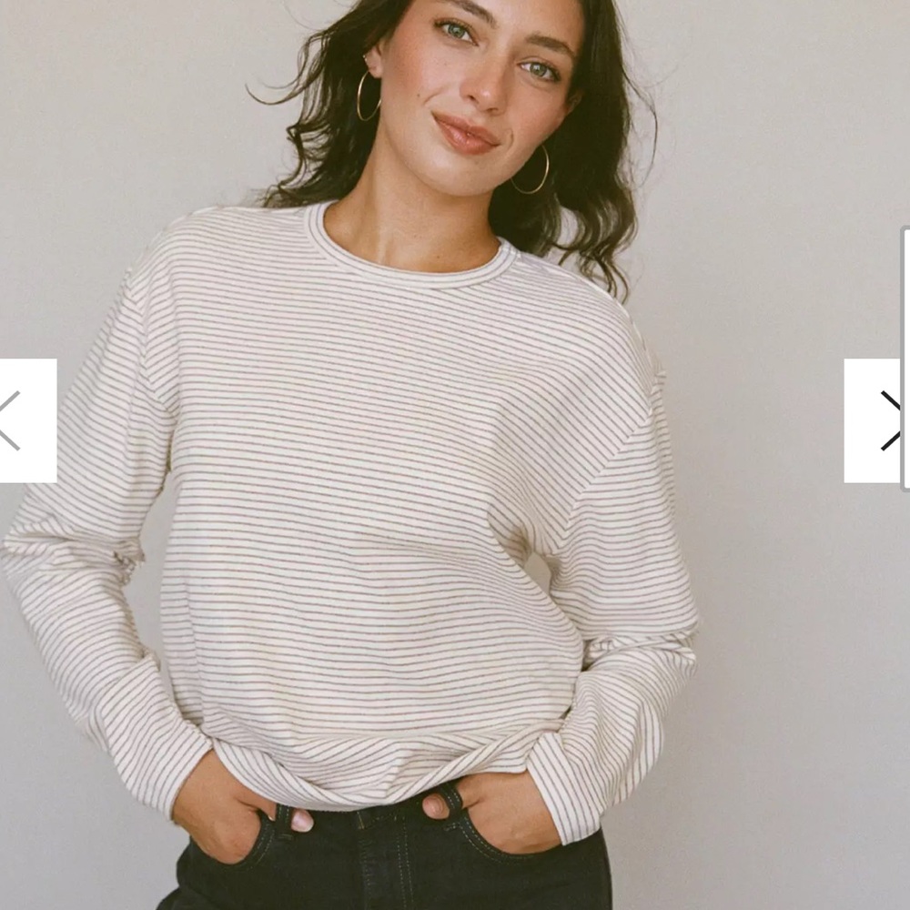 Rat Boi Striped Crew Neck Long Sleeve Top - Neutral Stripe